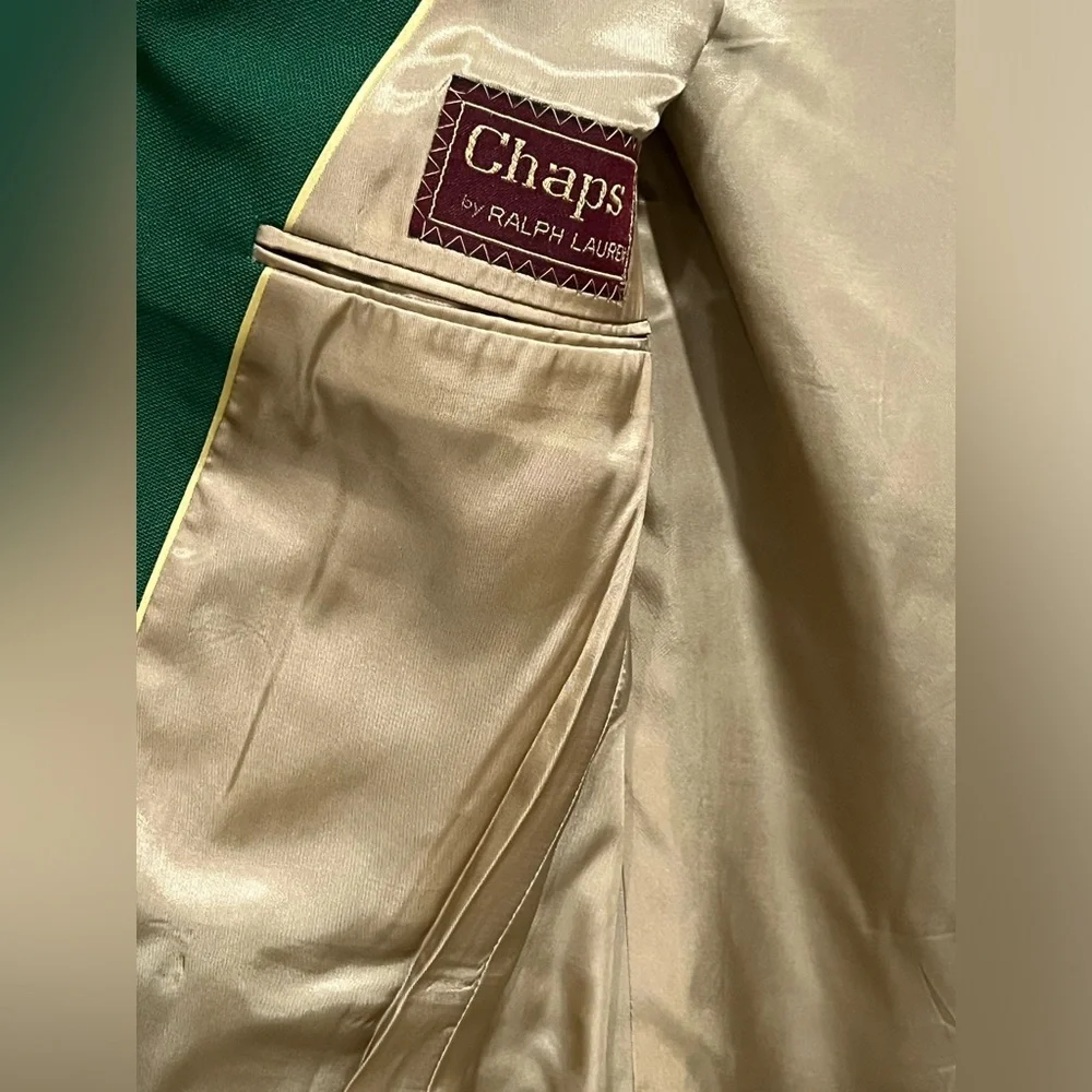 Chaps BY RALPH LAUREN VINTAGE,MASTERS EQUESTRIAN GOLD BUTTON JACKET GREEN SZ 36R
